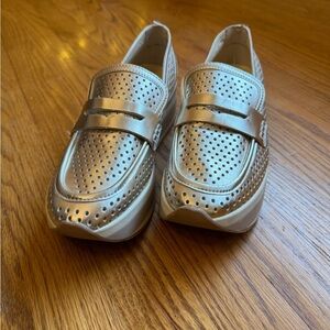 Dolce Vita Gold Perforated Loafers Size 9
